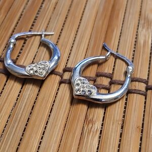 Silver Heart Hoop Earrings